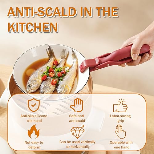 Miniatura 5 de Pinzas para placa caliente, clip antiquemaduras para tazón, pinzas elevadoras de placa caliente, clip antideslizante de silicona de cocina para