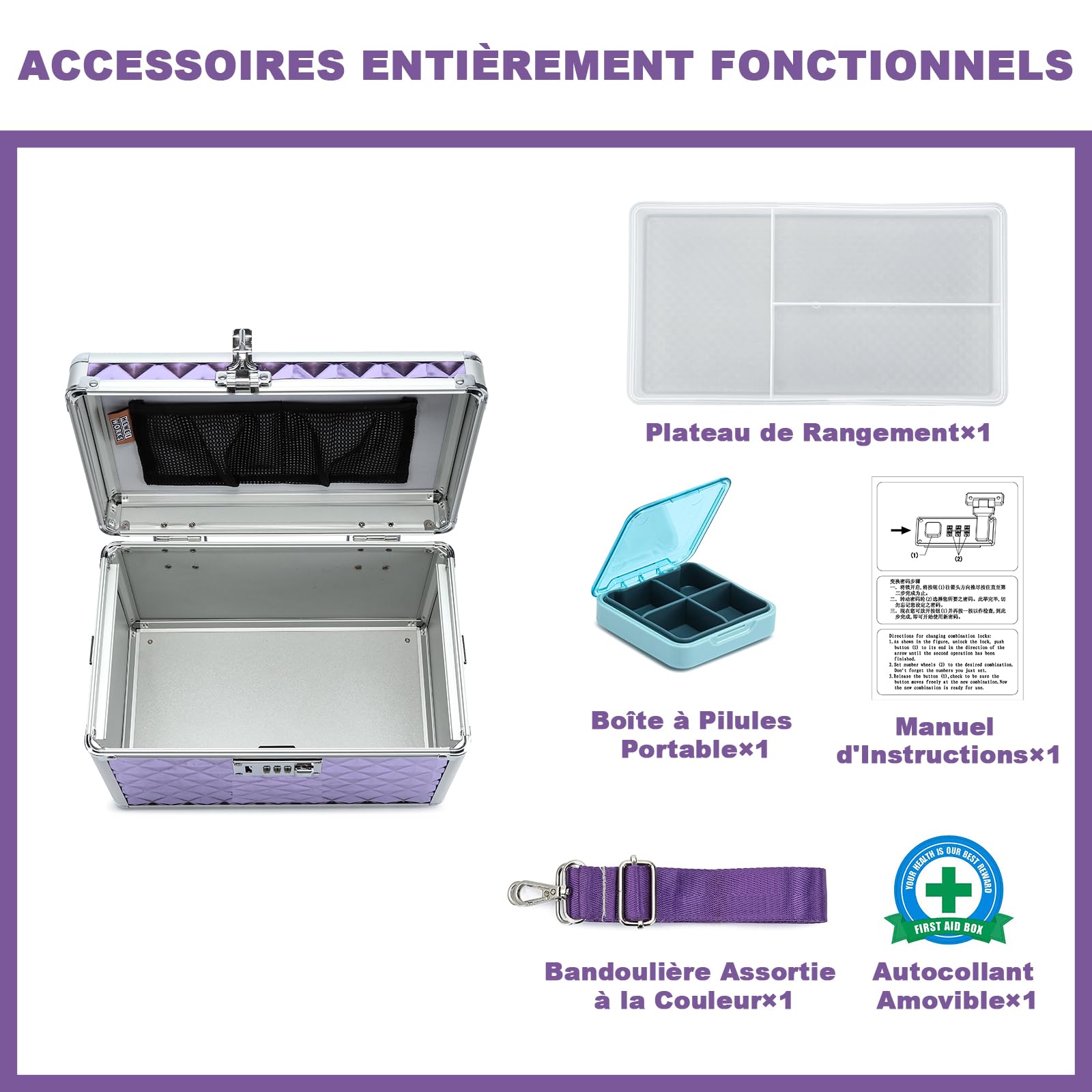 HEWEI WORKS Boîte Polyvalente avec Une Serrure, adapté à l'entreposage de médicaments et d'objets personnels Importants (ID, Cash, Documents). Contient un Petit étui Portable (Extra Large HEWEI WORKS Boîte Polyvalente avec Une Serrure, adapté à l'entreposage de médicaments et d'objets personnels Importants (ID, Cash, Documents). Contient un Petit étui Portable (Extra Large