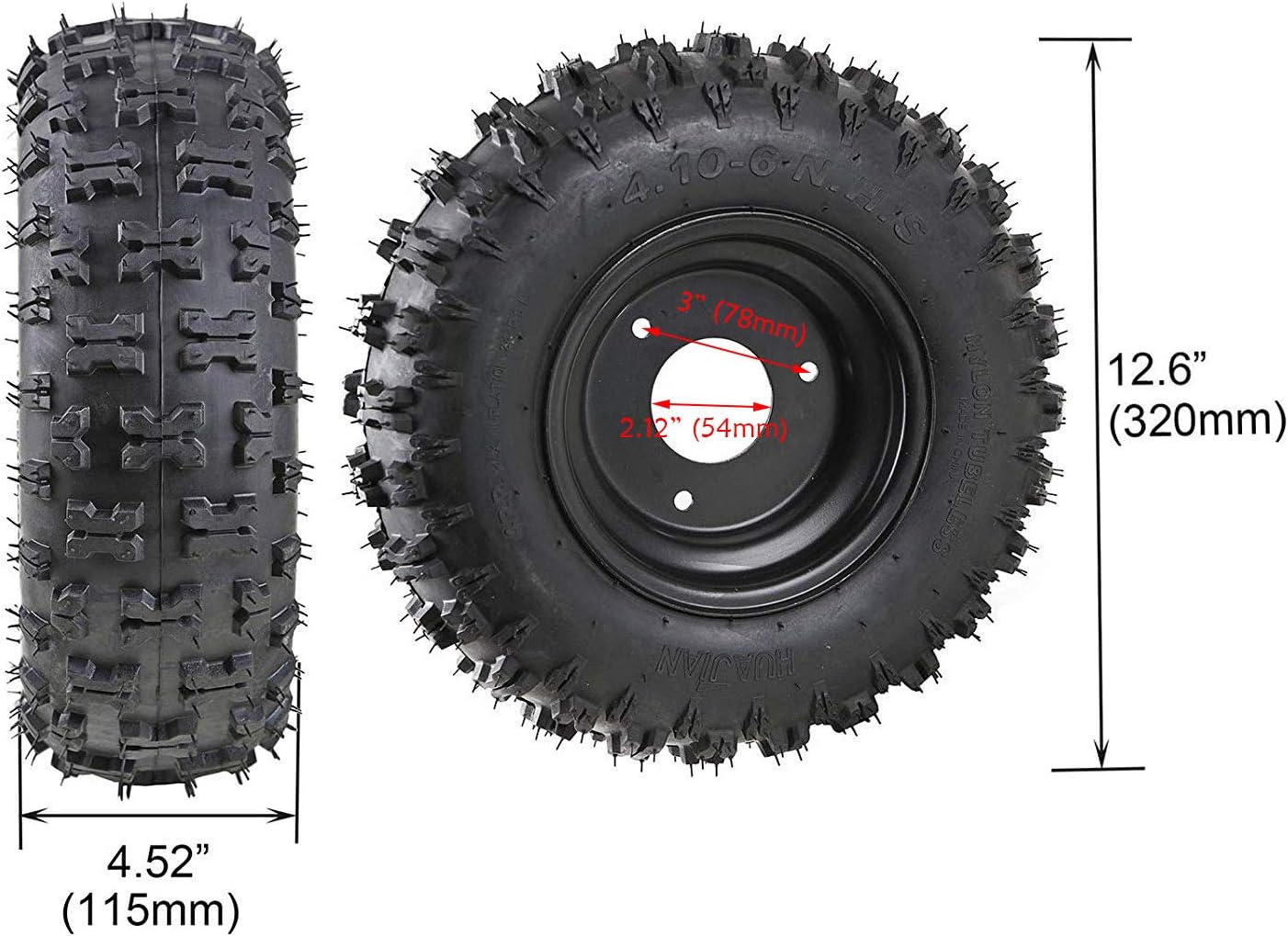 Rear Axle Shaft Assembly Kit with 4.1-6 Wheels Tires Rims and Sprocket Brake Disc Pillow Block for Go Kart Quad Trike Drift Bikes