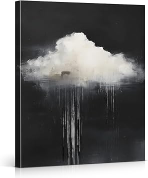 Dark Moody Cloud Wall Art Print - Gothic Abstract Clouds Picture Artwork Wall Decor for Home Bedroom Living Room 8x10 Canvas Framed