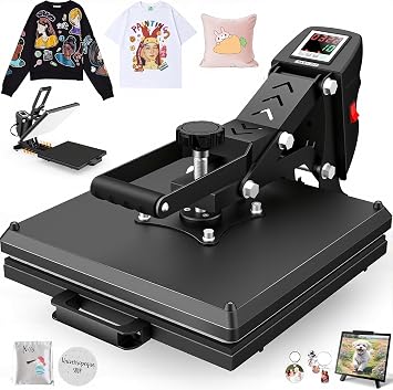 AKEYDIY Heat Press 15x15, Digital Shirt Press Heat Up Fast & Even, Pro Pull Out Heat Press Lower Platen Slide Out Heat Transfer Sublimation Heat Press Machine for Tshirts, Pillow, Pad, Bag, Black