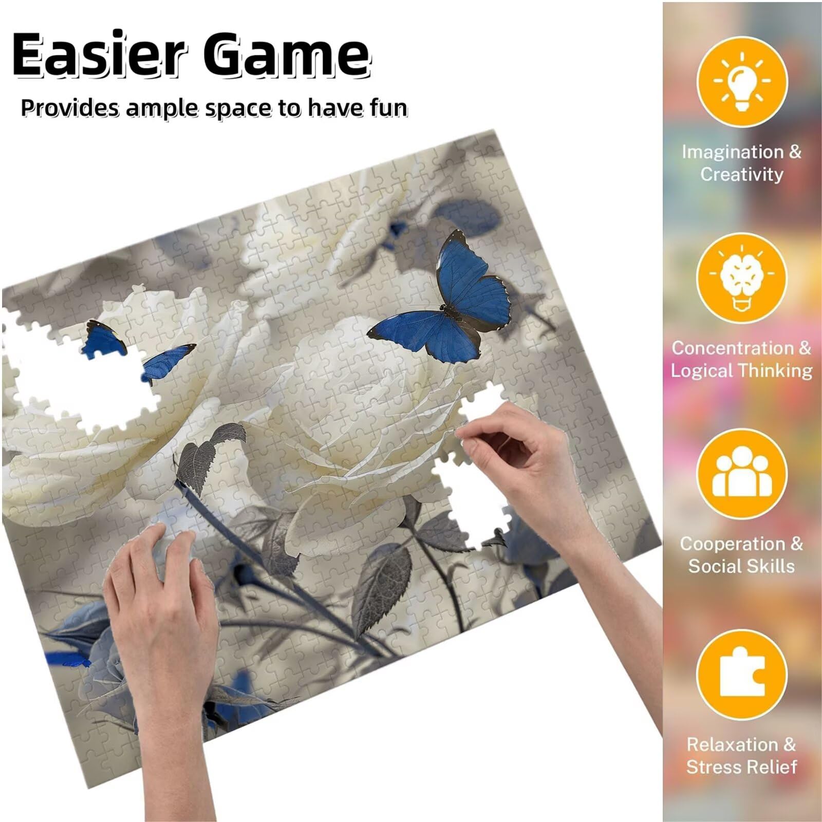 Puzzle dla dorosłych, 5000 sztuk, trudne drewniane puzzle, gra, gra logiczna, gra ręczna, dekoracja rodzinna, kreatywna rozrywka, prezent 105 x 156 cm kwiat motyl 3 K0F-122