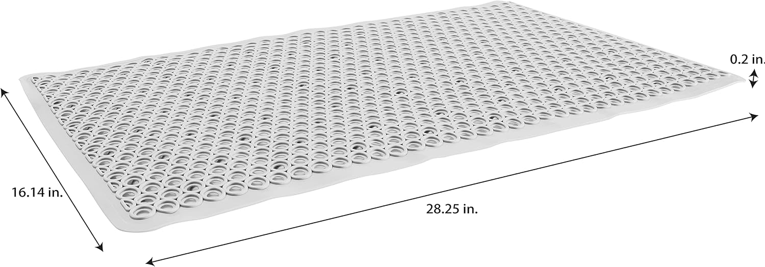 Bath Bliss Self-Draining Bathmat | Bathroom Tub and Shower Bath Mat | Anti-Slip Surface | Suction Cup Base | PVC Non Slip| Quick Dry | White