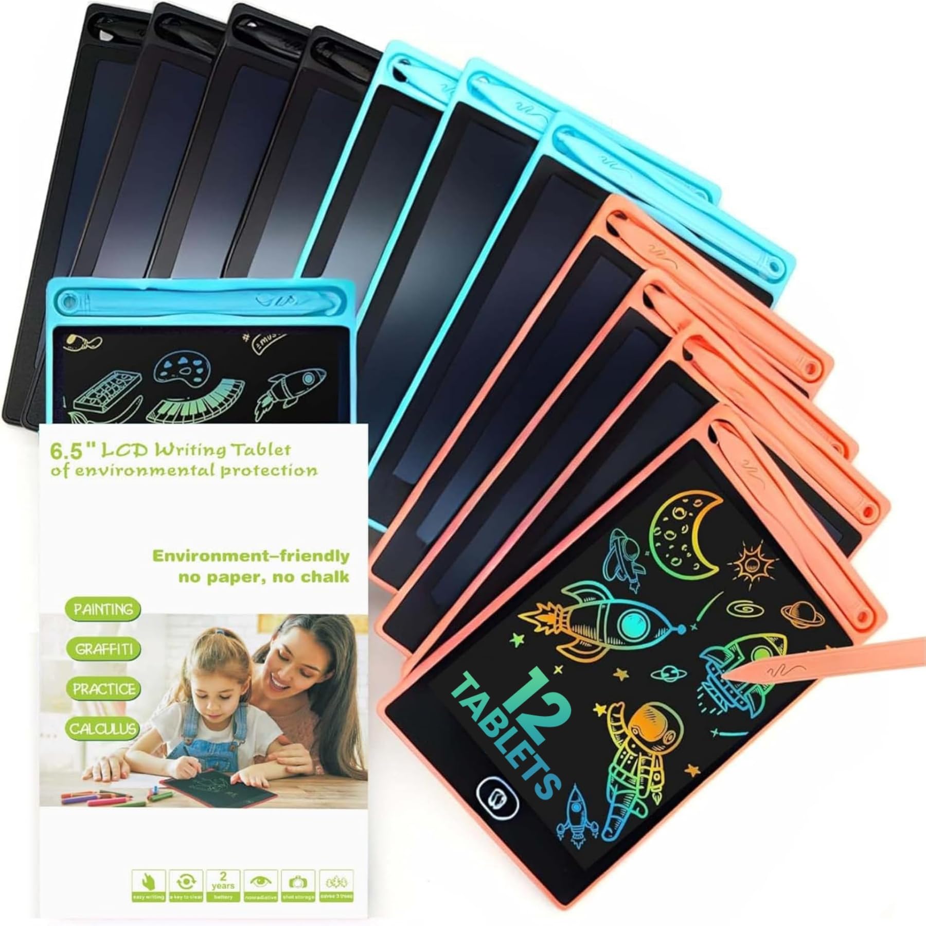 Sponsored Ad – LCD Writing Tablet for Kids - 12-Pack Writing Tablets, 6.5" Doodle Board, One-Click Erasure, Easy to Use Drawing Board - LCD Tablet Writing Board Gifts, Kids Drawing Pad Toys