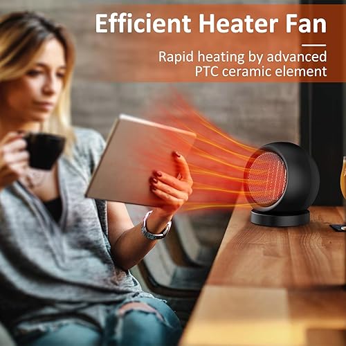 Miniatura 9 de Calentador de escritorio, calentador de escritorio de 600 W de eficiencia energética para uso en interiores, seguro y silencioso para dormitorio,