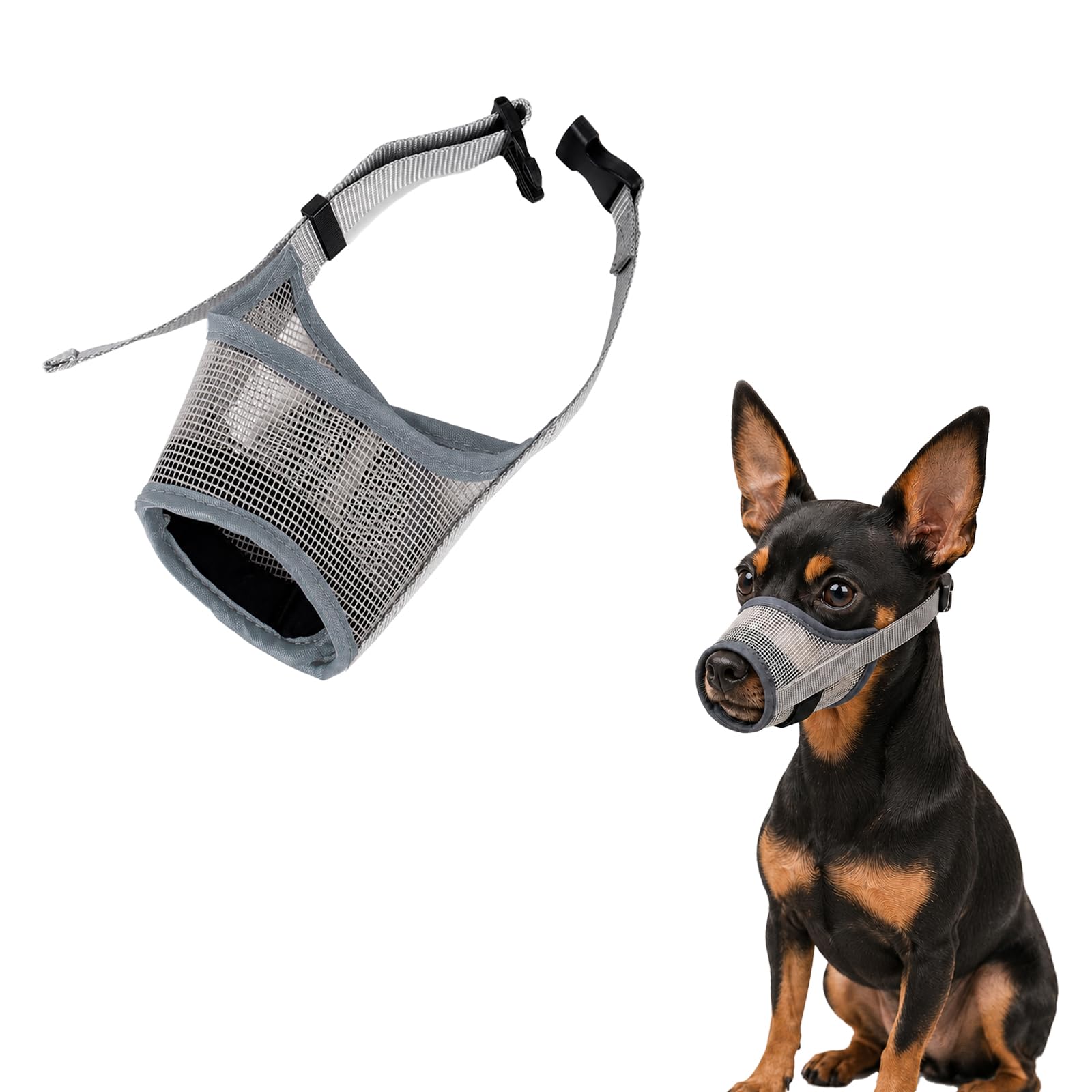 ZEMINRI Dog Muzzle Soft Mesh Muzzle for Small Medium Dog Prevent Biting (S)