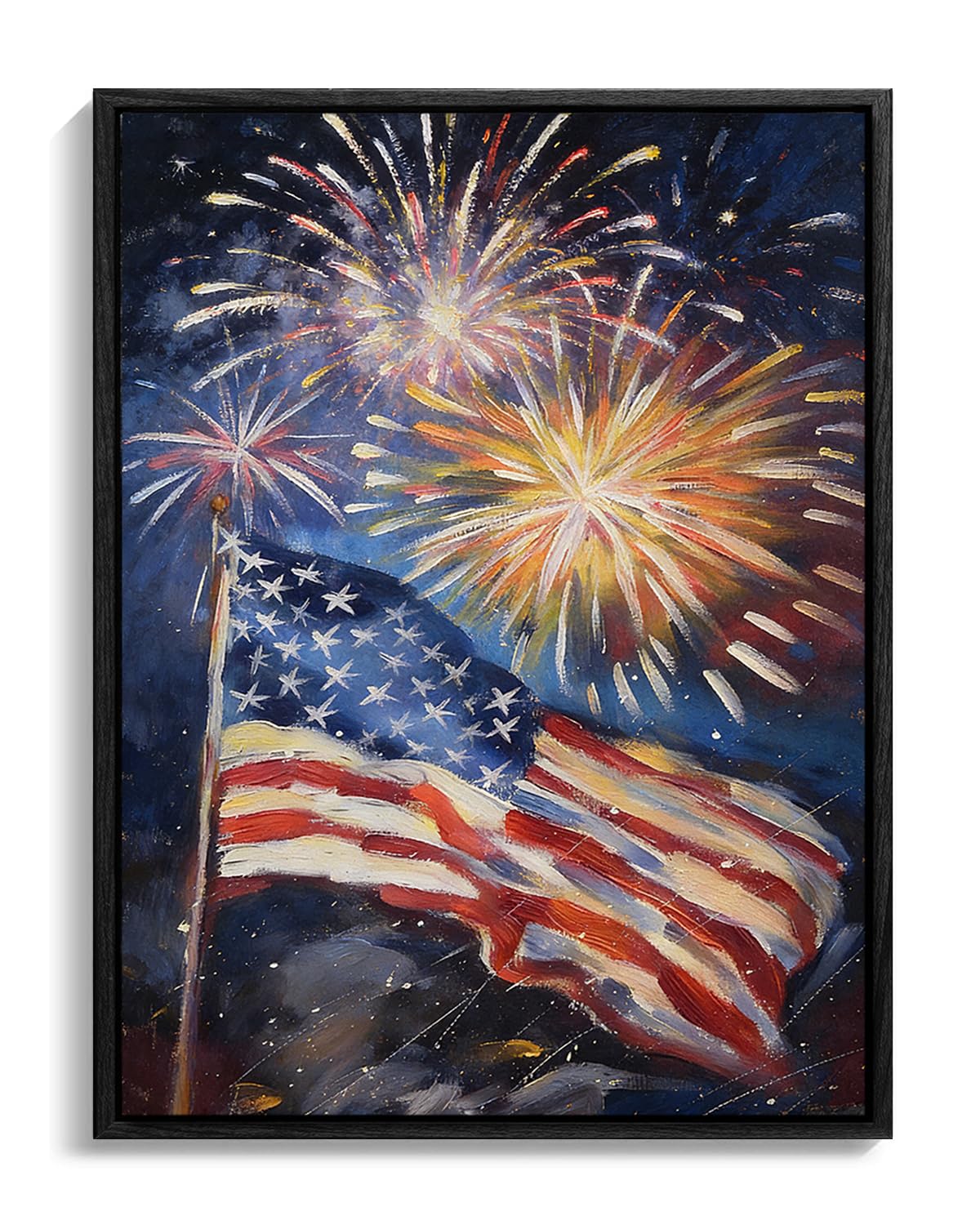 American Flag Framed Canvas Wall Art, 4th of July Canvas Prints
