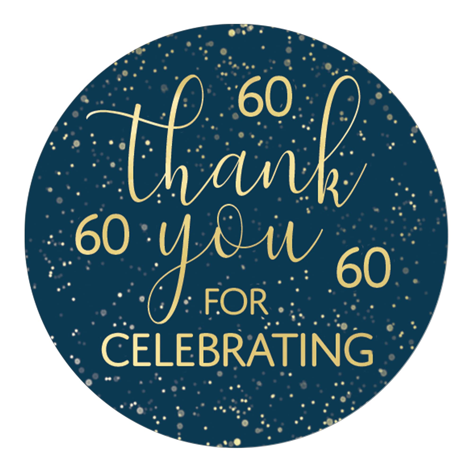 Navy Blue and Gold 60th Birthday Favor Stickers – 40 Count, 1.75" Round Gold Thank You Labels for Candy, Envelopes, and Party Favors