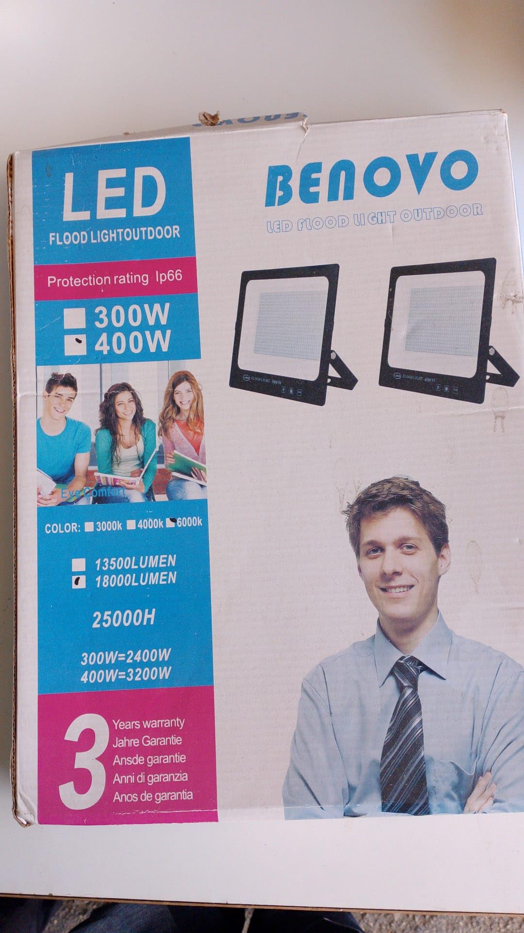 Generico FARO LED SLIM 400W WATT IP66 SMD MULTICHIP PROIETTORE LUCE BIANCA DA ESTERNO