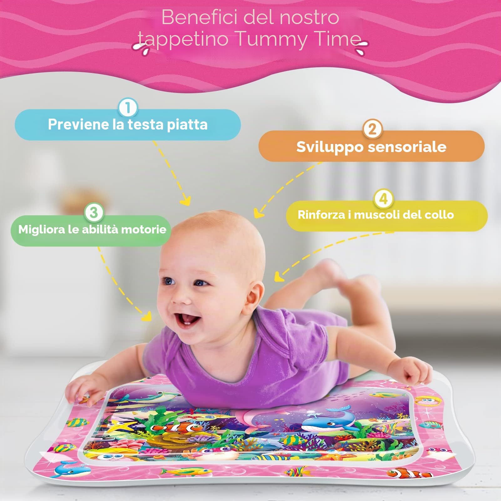 Infinno Tappetino d'Acqua per Bambini 3 6 9 Mesi Sviluppo Sensoriale Regalo Neonati