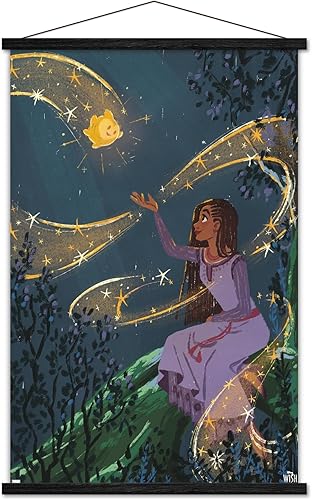 Trends International Disney Wish - Póster de collage 2 (Asha & Star), 22.37 x 34.00 pulgadas, paquete de impresión y colgador negro
