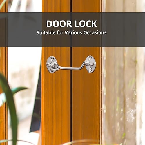 Miniatura 7 de Cerradura de puerta de granero de 4 pulgadas, cerradura de puerta corredera con tornillos, pestillo de puerta de metal resistente al óxido, pestillo