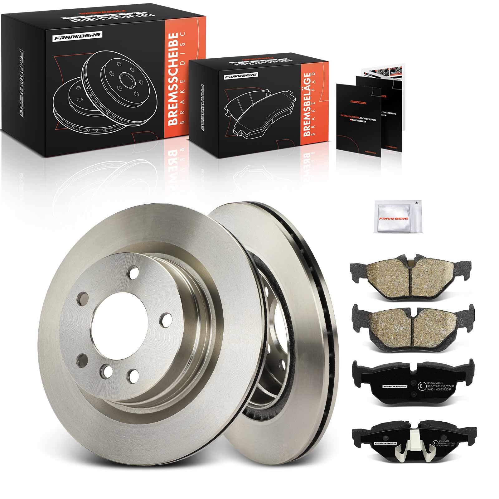 Frankberg Bremsensatz inkl. 2x Bremsscheiben + 4x Bremsbeläge Hinten Kompatibel mit 1er E81 3er Touring E91 1er E87 3er E90 Replace# 34216767150, 34216773161