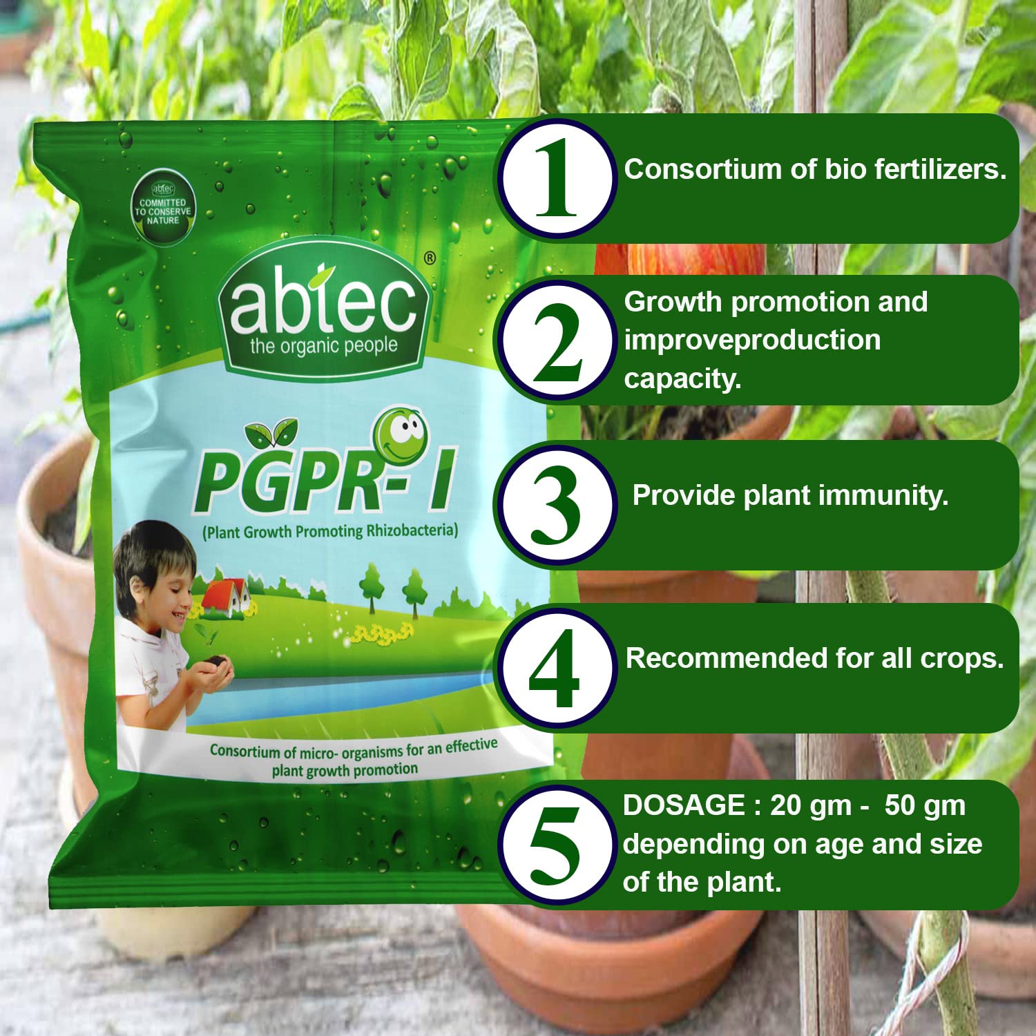 abtec, the organic people PGPR-1 Bio Fertilizer Powder for Plant