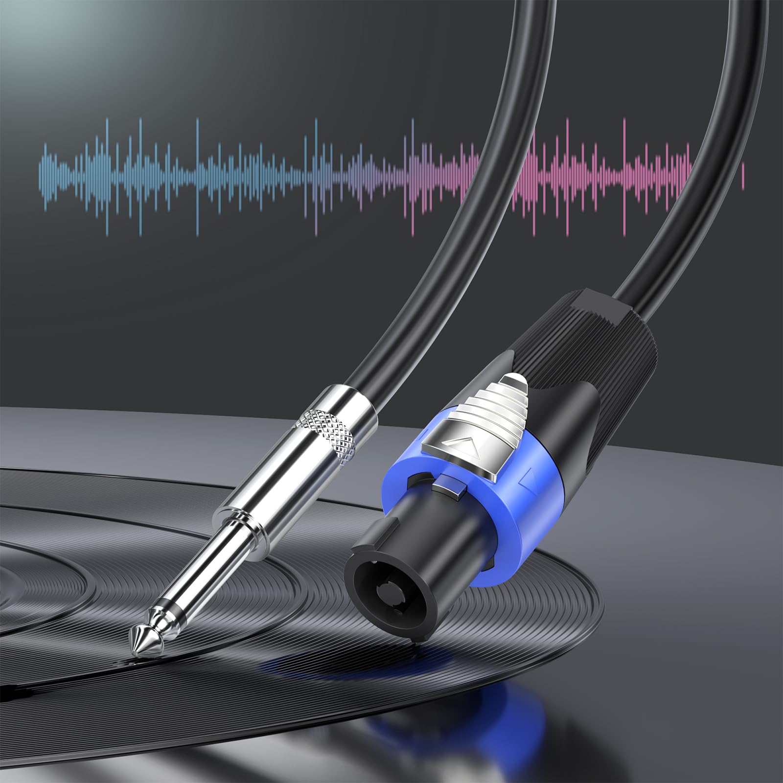 10M 2pack Speakon a 1/4" TS Cable de Altavoz 15 Gauge para Amplificadores de Audio con Conector Twist Lock para DJ/PA Audio de Alta Resistencia