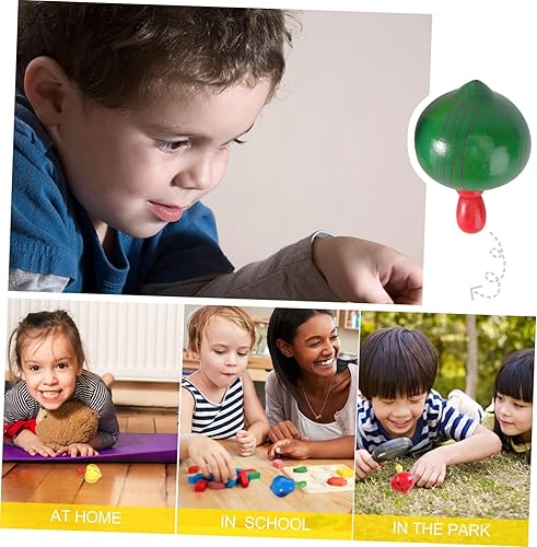 KICHOUSE 8pcs Wooden Fruit Tops Boys and Girls Gyro Toy Hand-Eye Coordination Vintage Style Random Style