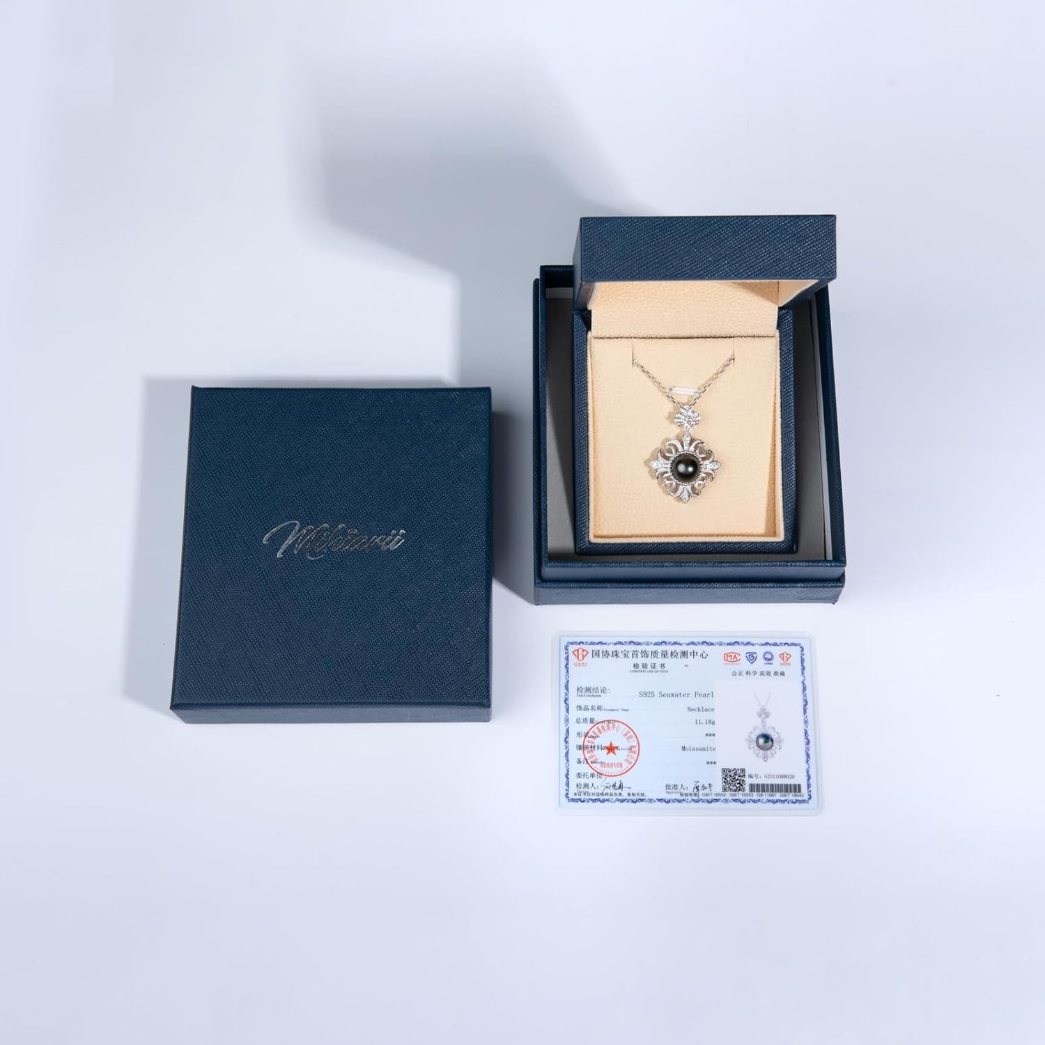 Tahitian Black Pearl Cross Necklace Moissanite Sterling Silver 11MM Tahiti Pearl Necklaces Birthday Anniversary Mothers Day Valentines Day Christmas Gifts for Mom Her Women - Image 7