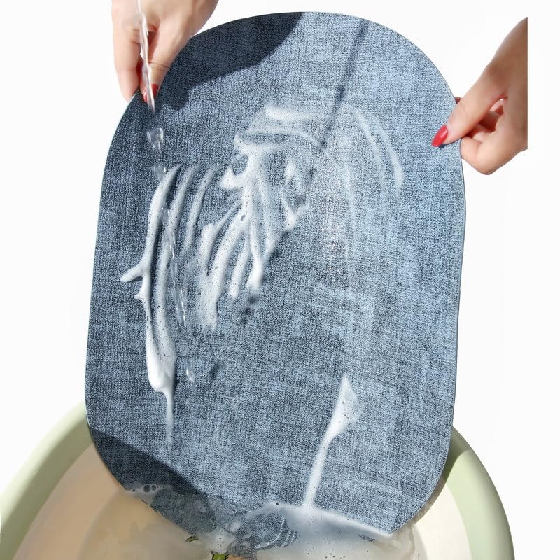 Salvamanteles Individuales, Juego de 4 Manteles Individuales y Posavasos de Cuero Macizo de Doble Cara Manteles Individuales y Posavasos de Cuero Lavables con Forma Ovalada Resistentes Al Cal