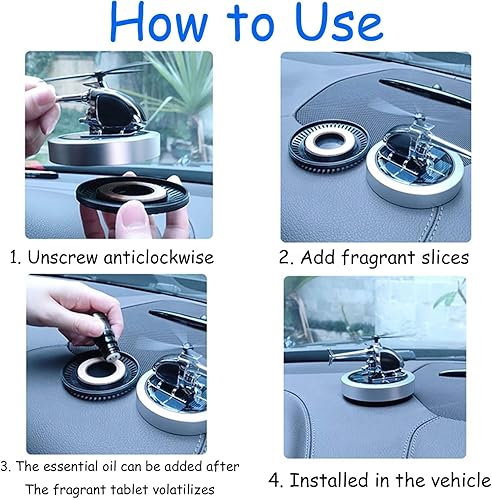 Miniatura 5 de SINOHVLI Decoración solar de aromaterapia para automóvil, difusor de escritorio, ambientador de aire, diseño de helicóptero giratorio de energía