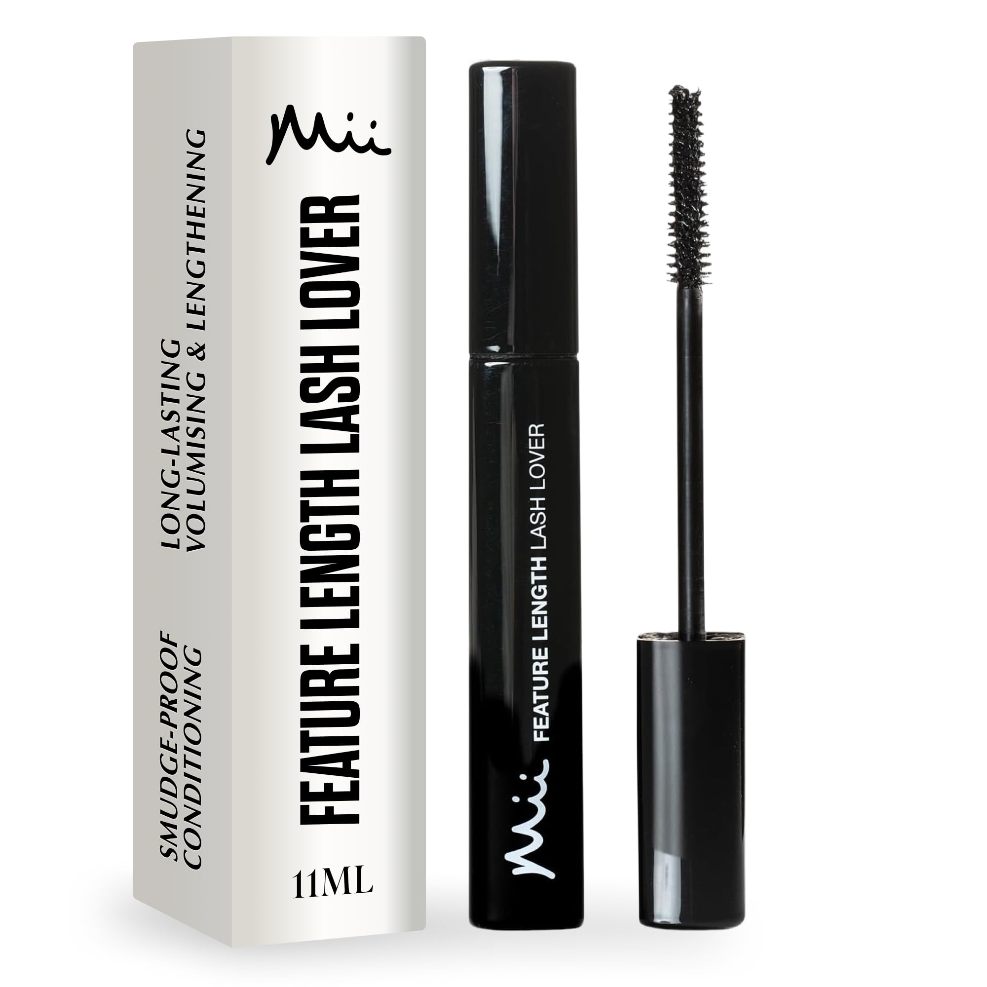 Cosmetics Mascara Black, Feature Length Lash Lover, Smudge Proof, Defining, Conditioning, Volumising and Lengthening, Long Lasting, Vegan