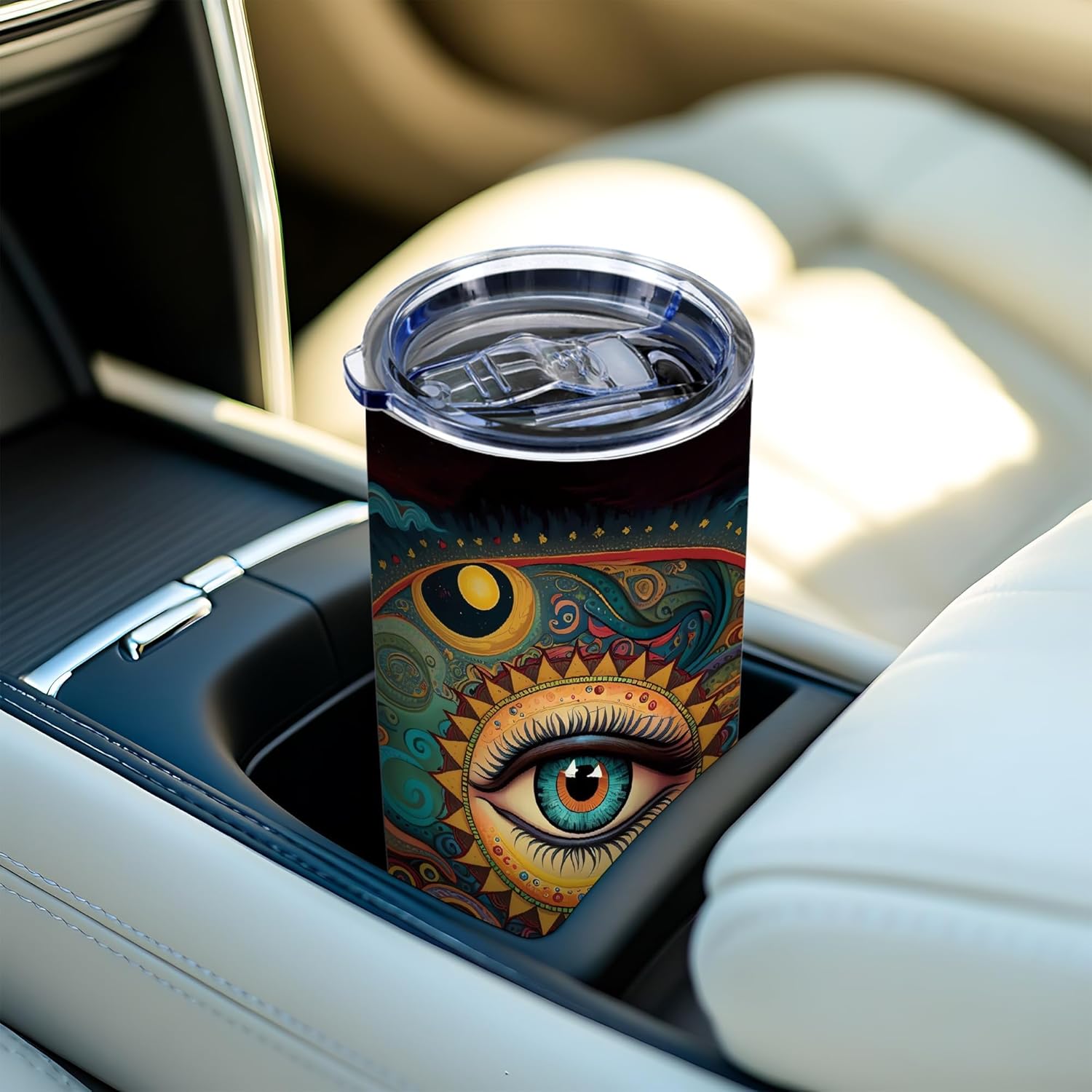 ATHAND Evil Eye Decor,20 Oz Insulated Stainless Steel Iced Coffee Tumbler with Lid,Funny Travel Coffee Mug Cup Water Bottle,Birthday Party Gifts For Women,Men,Friends,Girl,Wife,1 Pcs - Image 7