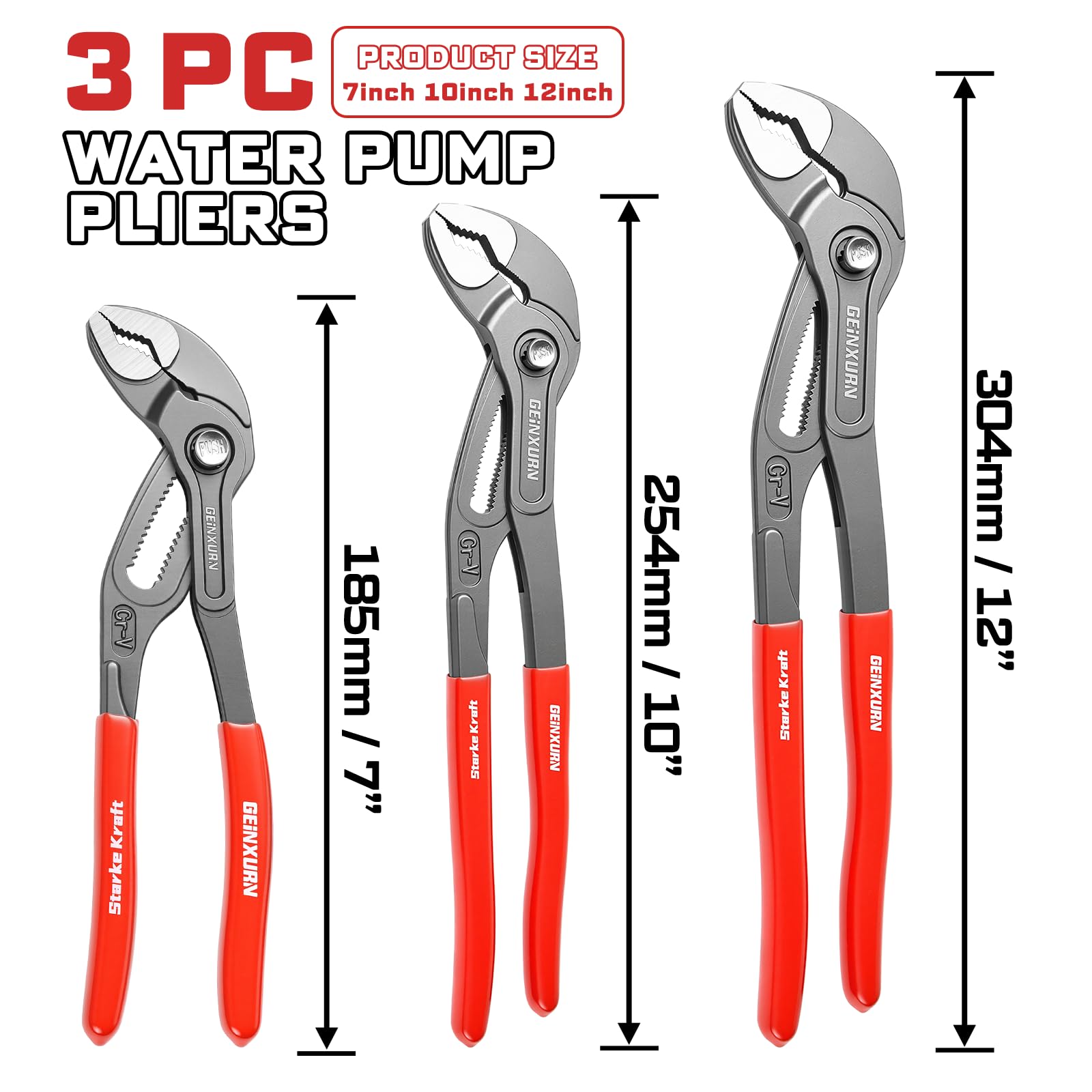 GEINXURN Pliers Set - Plumbing & Pipe Repair -2