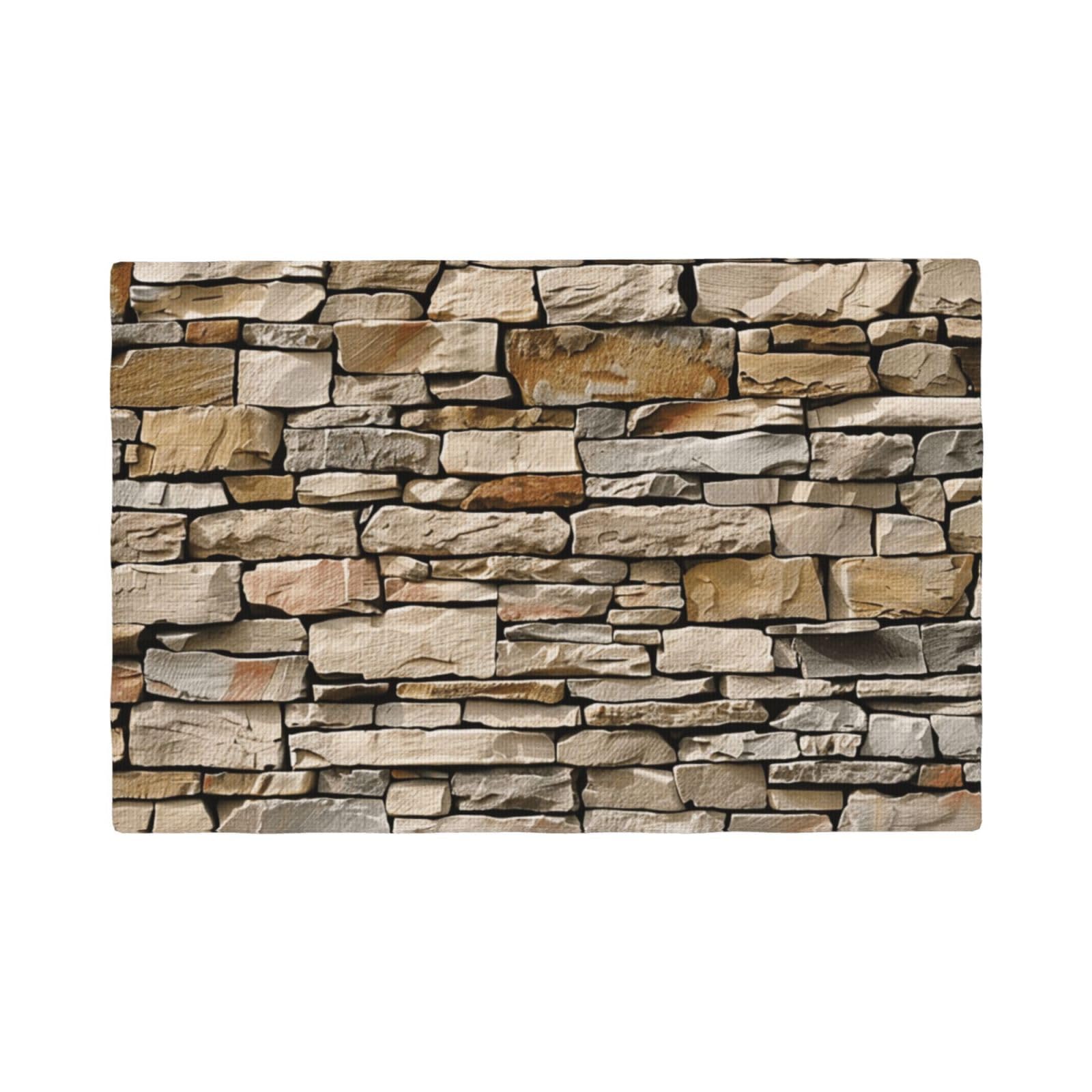 Rustic Rocks Brick Wall Print Placemats Set, Heat Resistant Washable Placemat 12x18in Table Mats for Party Kitchen Dining Table Decoration Indoor Outdoor, Six Piece