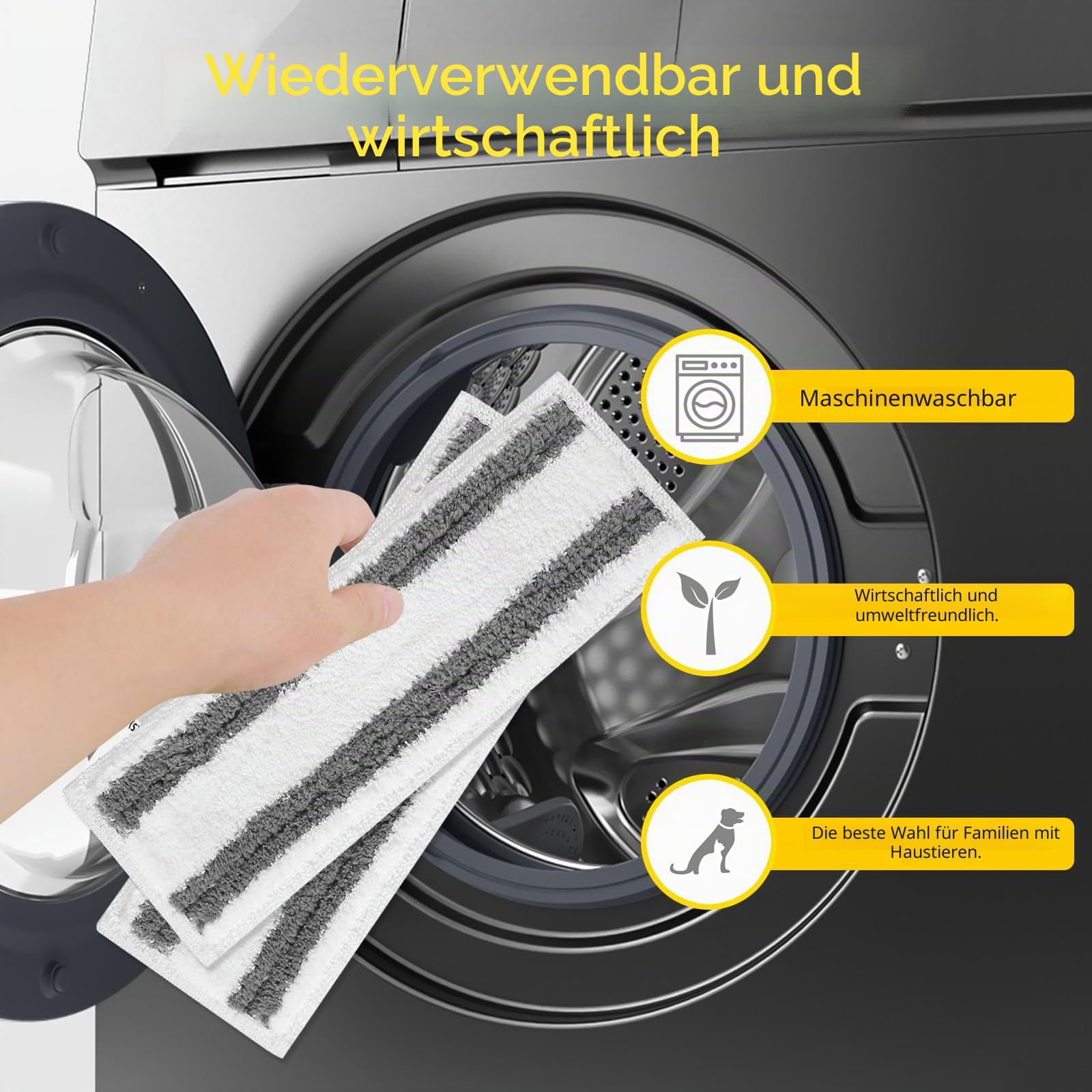 Gudotra Reinigungstücher für Dampfreiniger Kärcher Easyfix SC2 SC3 SC4 SC5, Mikrofasertücher für Kärcher Easyfix SC Serie (grauer Streifen, 4 Stück)
