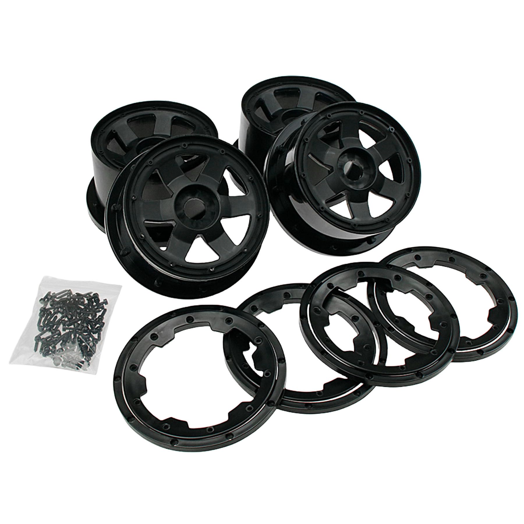 FLMLF Plastic Wheel hub/Rim Completely Set fit 1/5 RC Buggy HPI Baja RV KM 5B
