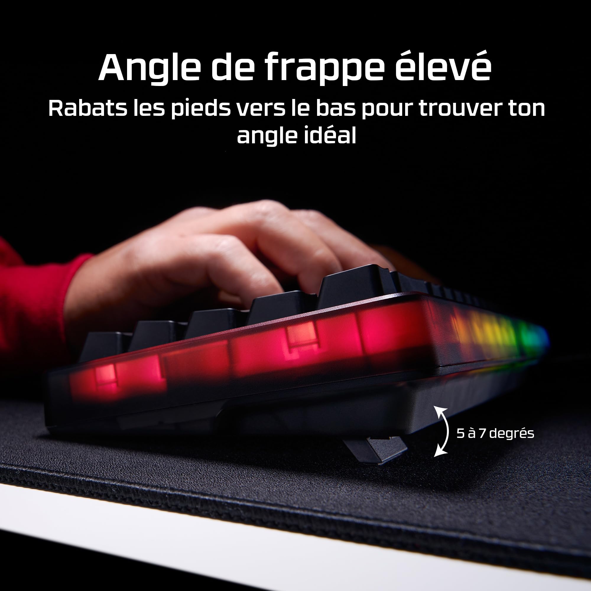 HyperX Origins 2 65, Clavier Gaming mécanique AZERTY FR, switches échangeables à Chaud, boîtier Personnalisable, Format Compact, Polling Rate 8000 Hz, RGB Personnalisable, PC/PS5/Xbox, Noir