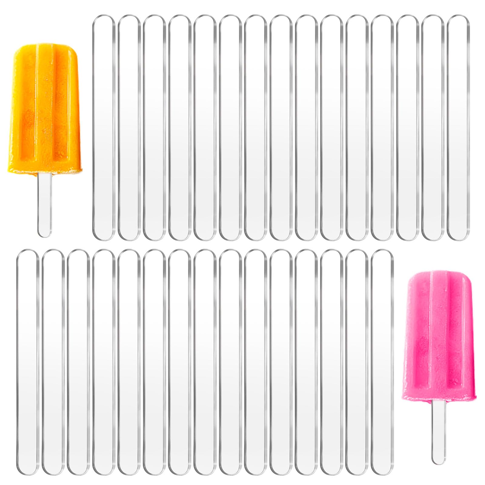 Reusable Acrylic Popsicle Sticks, 30 Pcs Clear Cakesicle Sticks Ice Lolly Sticks for Party Cake Pops and Homemade Ice Cream DIY Craft Dessert Mould Accessories Transparent — image 1