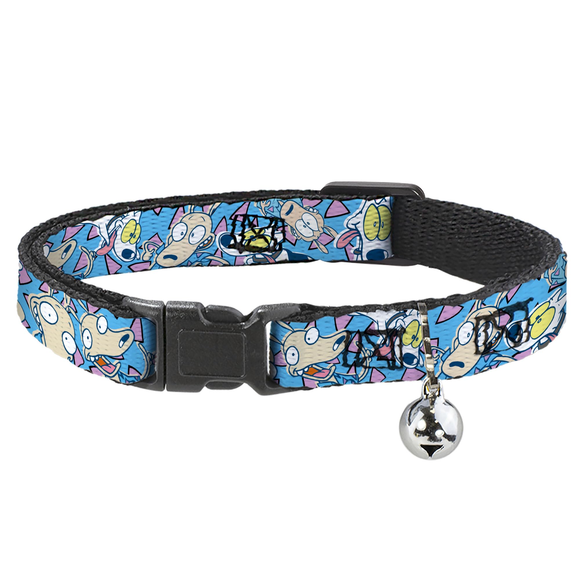Collar de gato 8 a 12 pulgadas Rocko Spunky azul lavanda con motivos geometricos triangulos