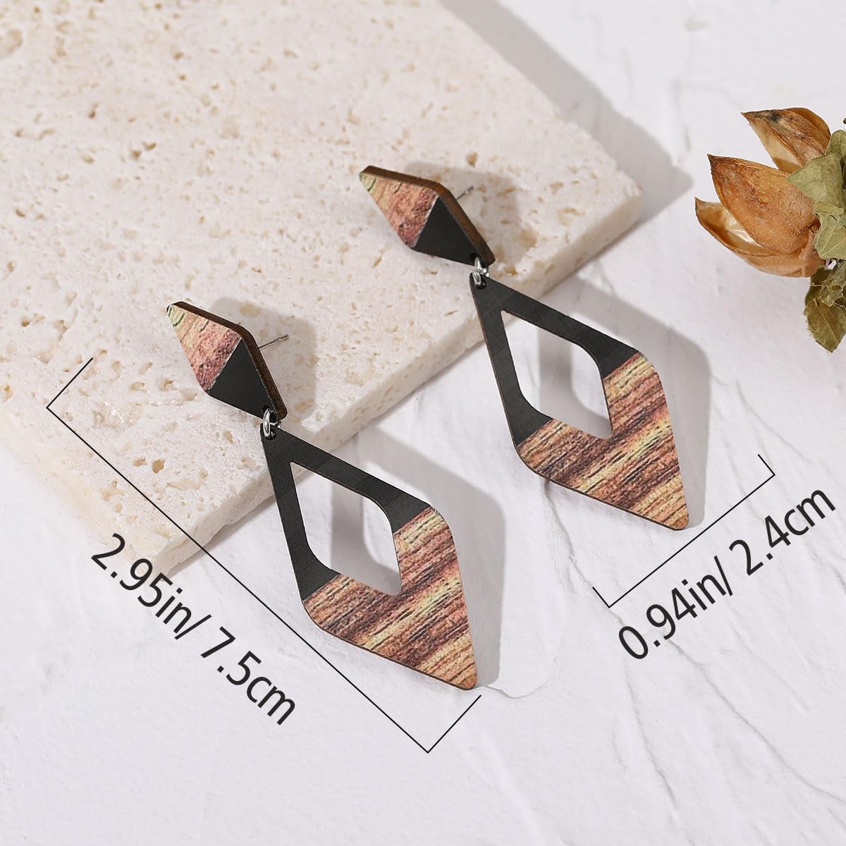 Pendientes Mujer de Ópalo Plata 925 Colgantes Geométricos con Diamantes