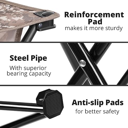 Miniatura 3 de TRIPLE TREE Paquete de 2 taburetes de campamento, 13.8 pulgadas, de camuflaje, portátil, plegable, para caminar al aire libre, senderismo, pesca,