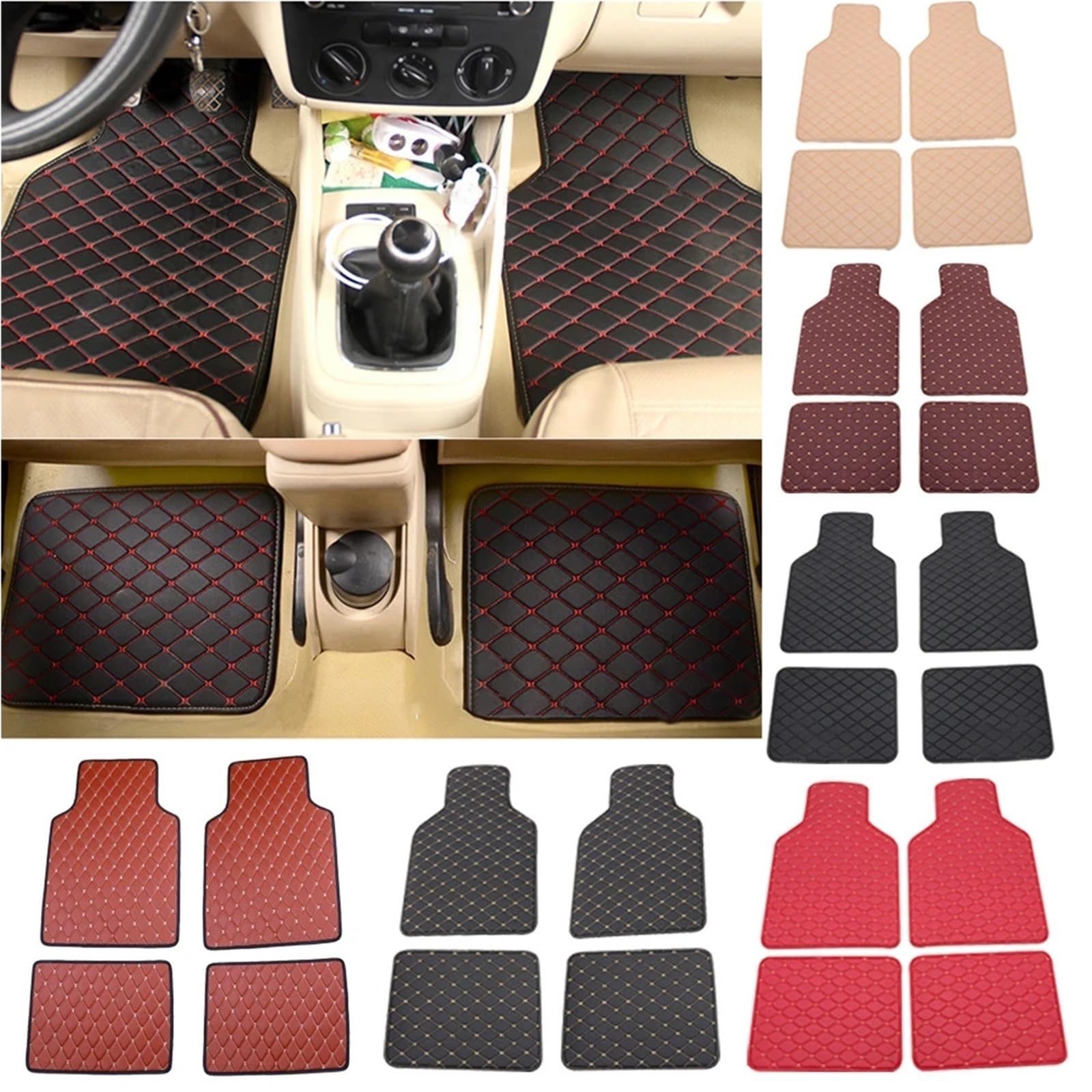 Dywaniki samochodowe Dywaniki samochodowe do Suzuki Grand Vitara Lk-2 Jimny Kizashi Liana LJ 80 Maruti SA 310 Skórzane dywaniki do wnętrza skórzane maty samochodowe(Black Red)