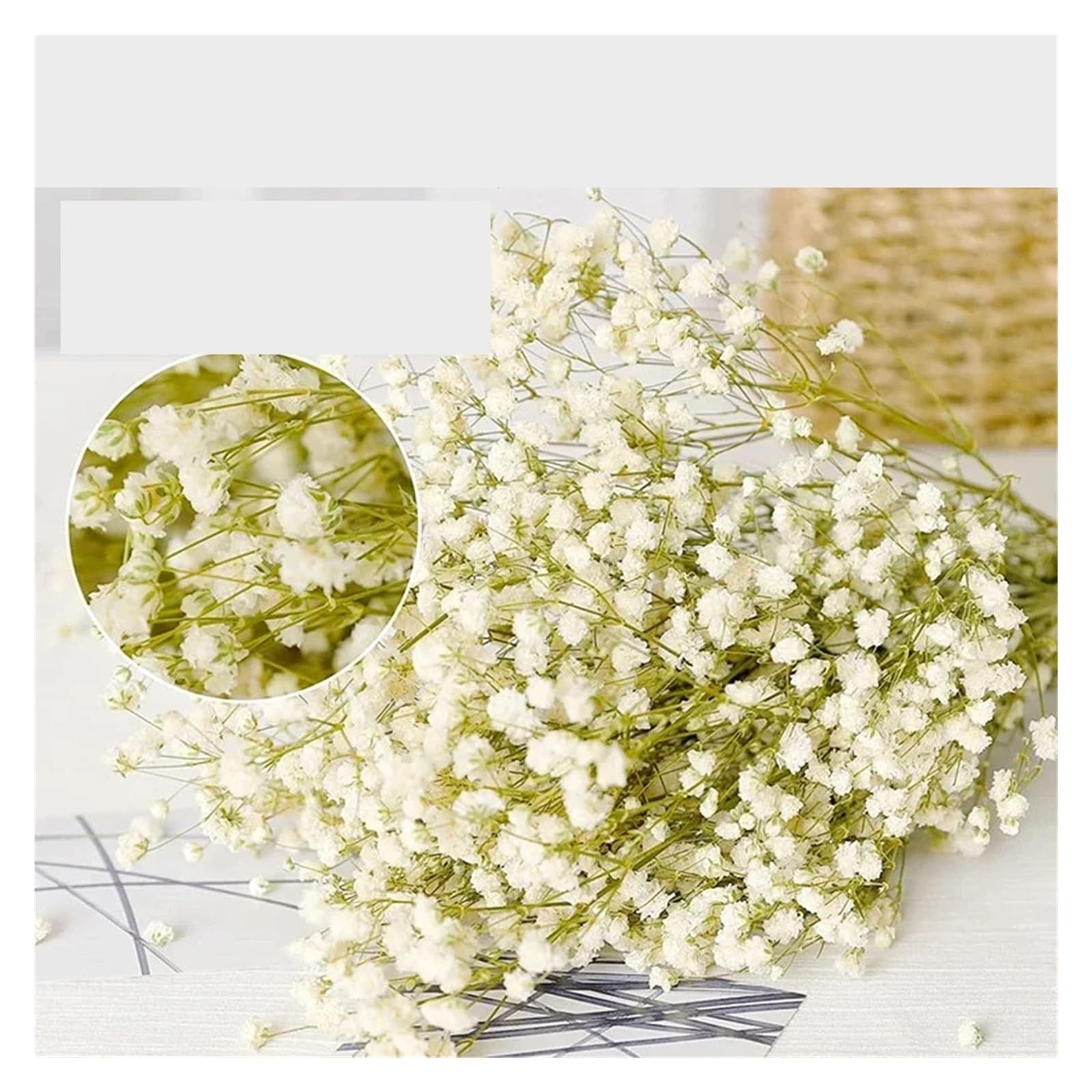 gypsophile séché Fleurs séchées Gypsophila paniculata 40-50cm, Bouquets de Fleurs Souffle bébé, décoration Mariage, Maison(Green,40g (40cm))