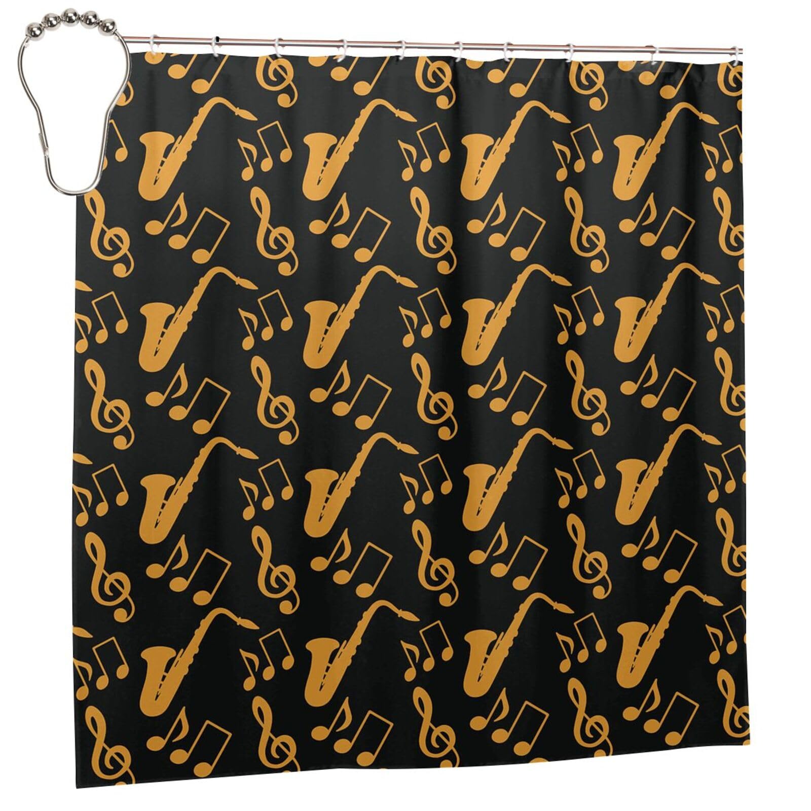 Rideau de douche imperméable 183x183 cm motif notes de musique décor salle de bain