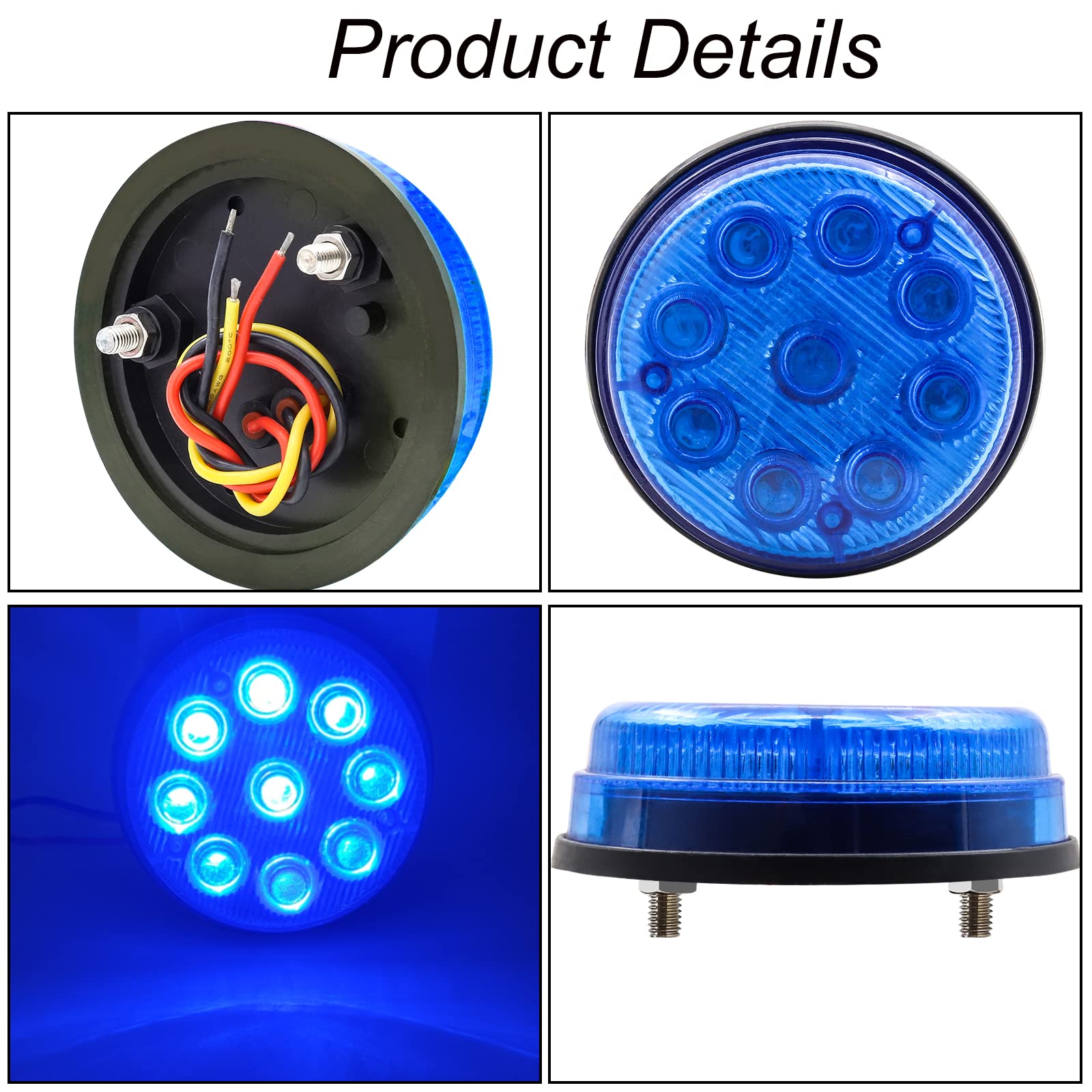 Biqing 2 Luci Laterali A LED 9 LED 24V – 2 Modalità (alta/morbida) – Rotonde 3″ – IP67 – Per Camion, Rimorchi, Roulotte