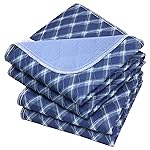 Non-Slip Bed Pads for Incontinence Washable (36 x 52|2 Pack), Waterproof Bed Pads, Navy Blue Grid, Bed Wetting Pads for Bed, Sofa, Floor, Resuable Underpads for Adults, Seniors, Pet