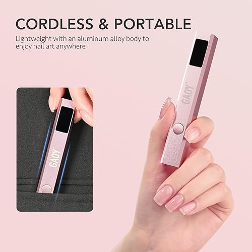 Miniatura 6 de GAOY Lámpara de uñas inalámbrica con soporte, mini luz UV de mano con pantalla LCD para uñas de gel, secador de uñas USB recargable para secado