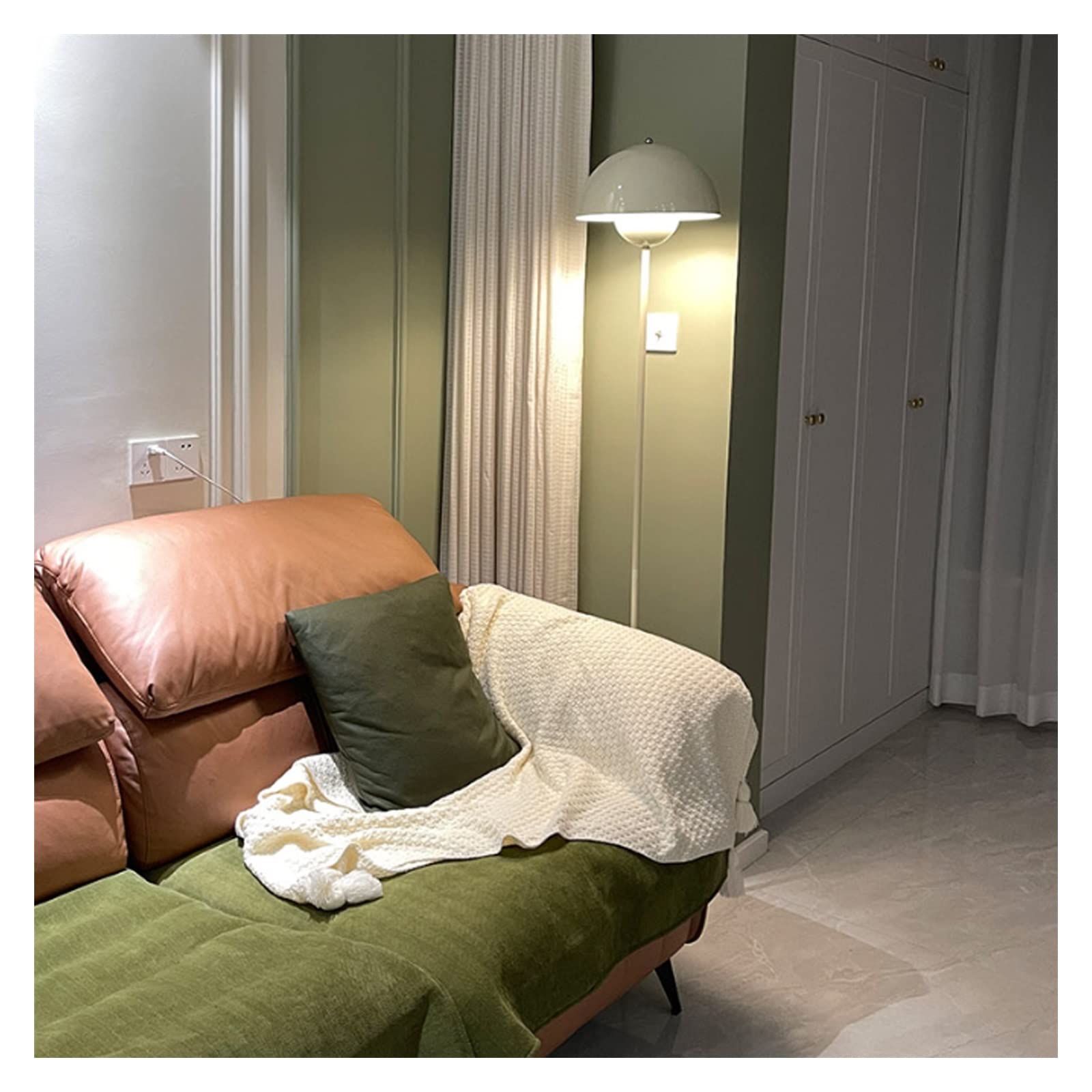 Lampa podłogowa w kolorze kremowym (bez źródła światła) Dekoracyjny(Dark green)