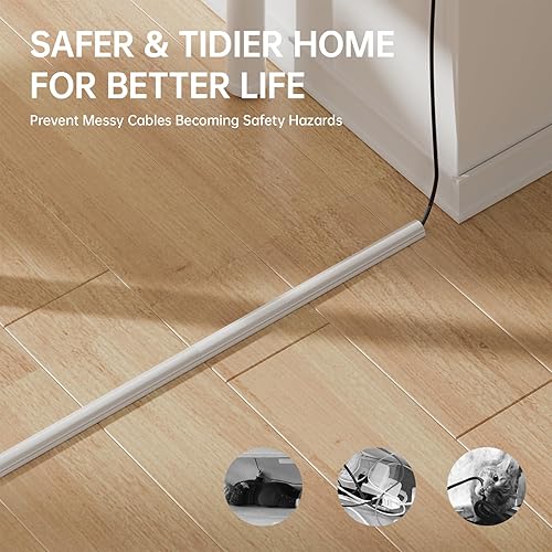 Miniatura 7 de Delamu Kit de ocultador de cable de TV de 42.5 pulgadas, cubierta de cable para montar en la pared oculta 2-3 cables, cubierta de gestión de cables