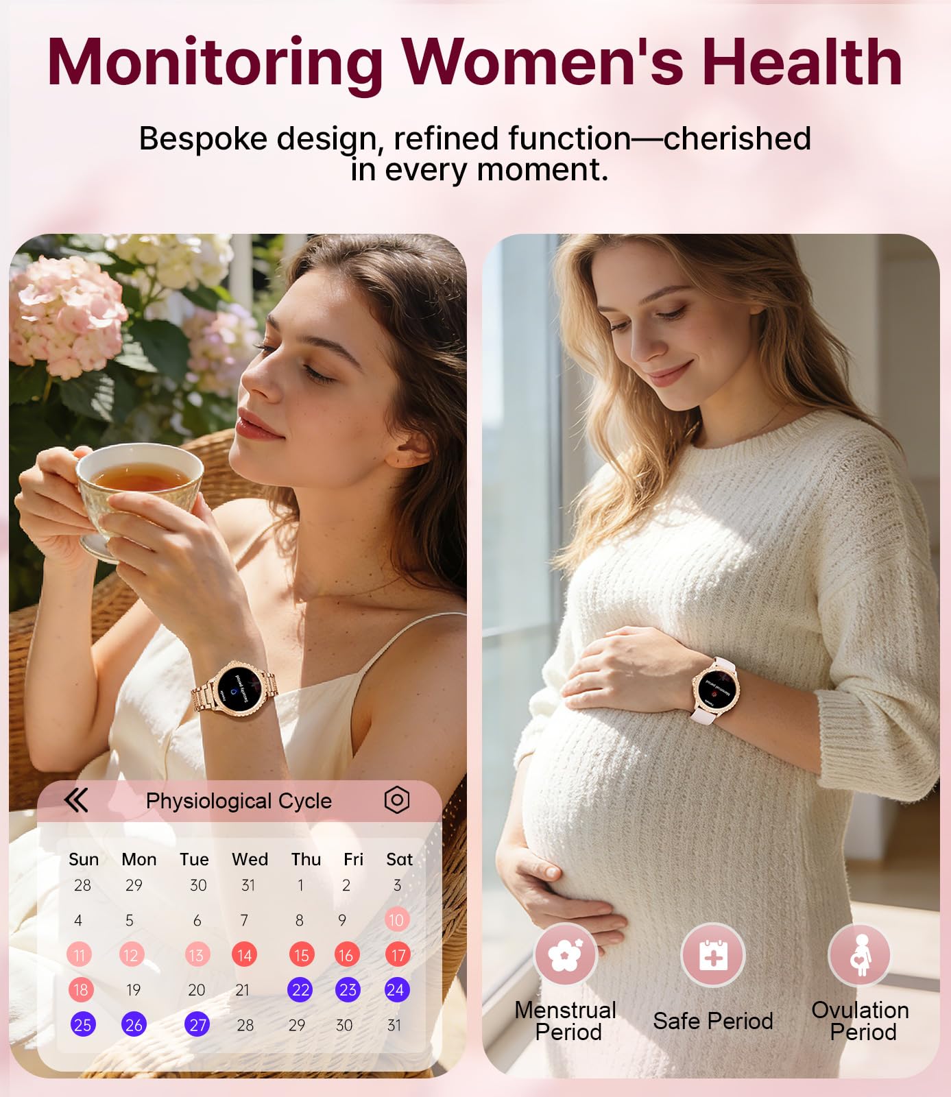 LIGE Reloj Inteligente para Mujer Bluetooth Llamada telefónica para Android iOS 100+ Deporte Smartwatch 1,32 Pulgadas HD Elegante Oro Rosa Acero Reloj Inteligente Redonda