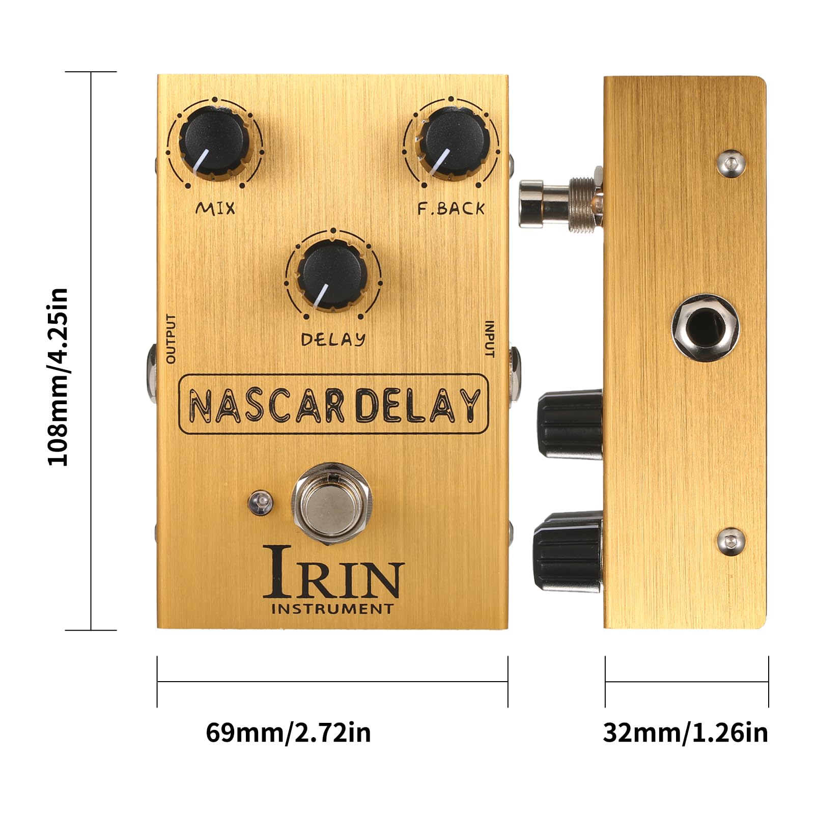 DELAY - Pedal de efecto de guitarra con 3 perillas de control para guitarra eléctrica con mezcla/retroalimentación/retardo