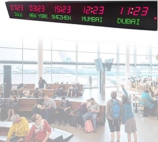 5 Time Zone World Clock, 1.8 Inch Digital Large World Time Clock with Remote Control, 3 Levels Brightness Adjustment, 25m Visual Distance, for International Airports, Hotels, Mult(