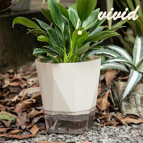 Miniatura 4 de Paquete de 5 macetas de riego automático de 56.78.4 pulgadas, macetas de riego automático para plantas de interior y exterior, color violeta