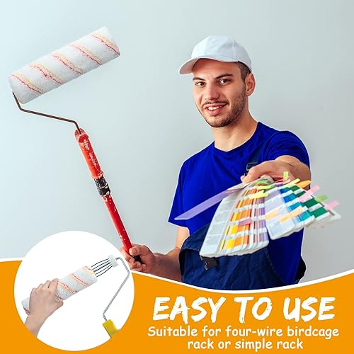 Miniatura 13 de Irenare Paquete de 24 cubiertas de rodillo de pintura de 9 x 1/2 pulgadas, cubiertas de rodillo de pintura de microfibra grandes para siestas