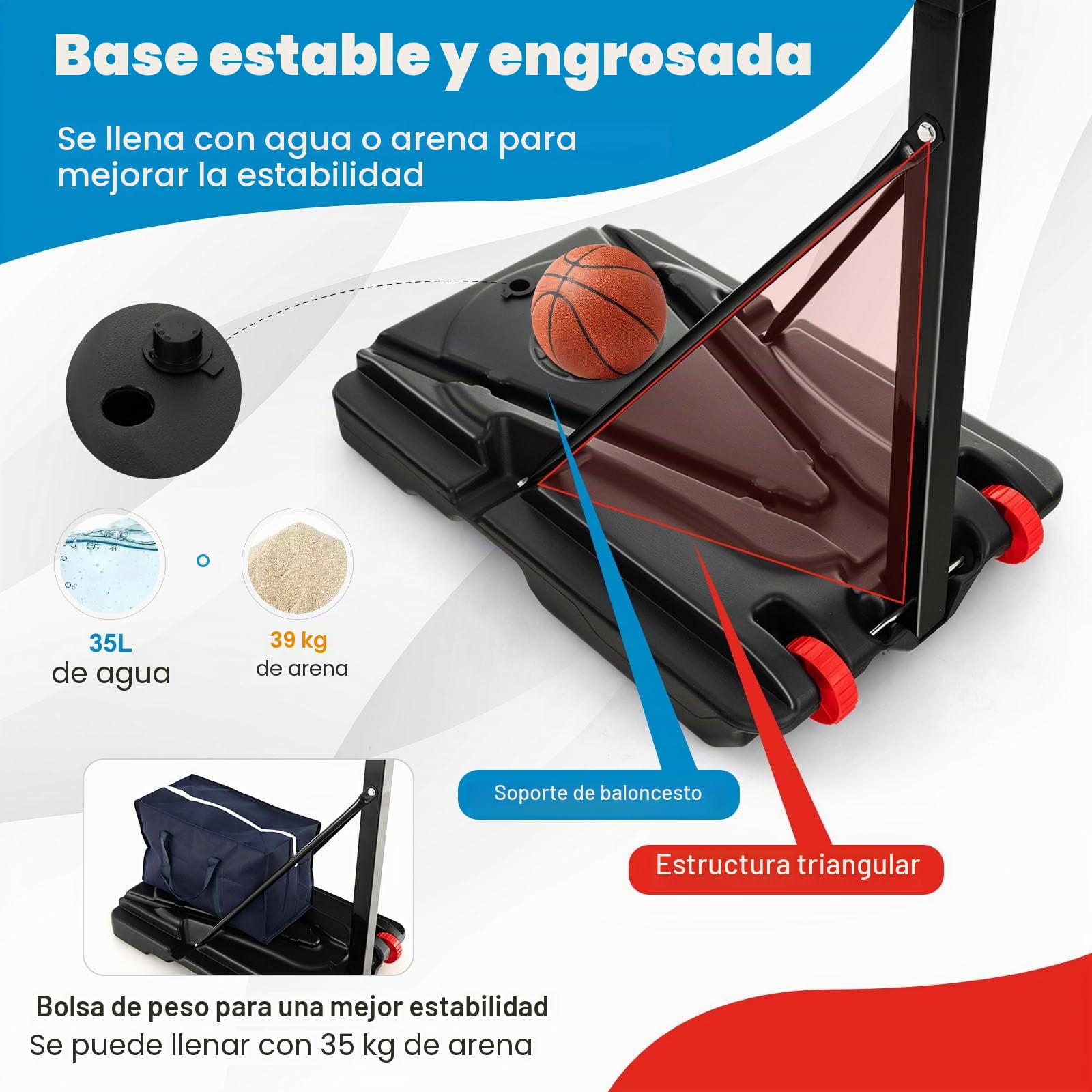 GOPLUS Canasta de Baloncesto Exterior Ajustable de 10 Niveles