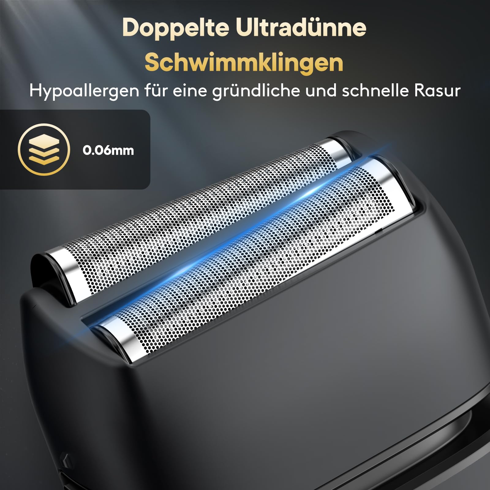 Brightup Elektrorasierer Herren, Kabelloser Wasserdichter Folienrasierer mit Ausklappbarer Langhaarschneider, 150 Min. Akku & USB-C Schnellladung, Nass-/Trockenrasur, Schwarz