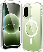 for Oneplus 15R Case Clear: One Plus 15R Case with Screen Protector Drop Proof Slim Anti Yellowing Rugged Shockproof Protective Transparent Cover (Clear Magnetic)